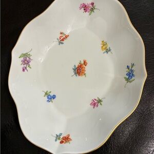 Authentic Meissen Porcelain trinket or candy dish with Gold Trim